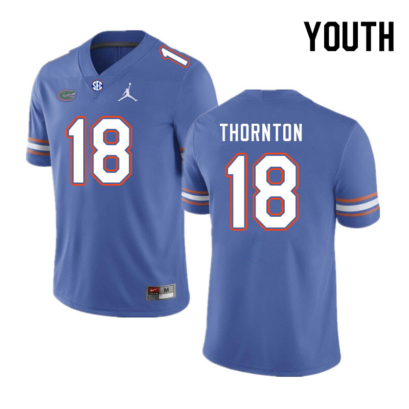 Youth #18 Bryce Thornton Florida Gators College Football Jerseys Stitched-Royal - Click Image to Close